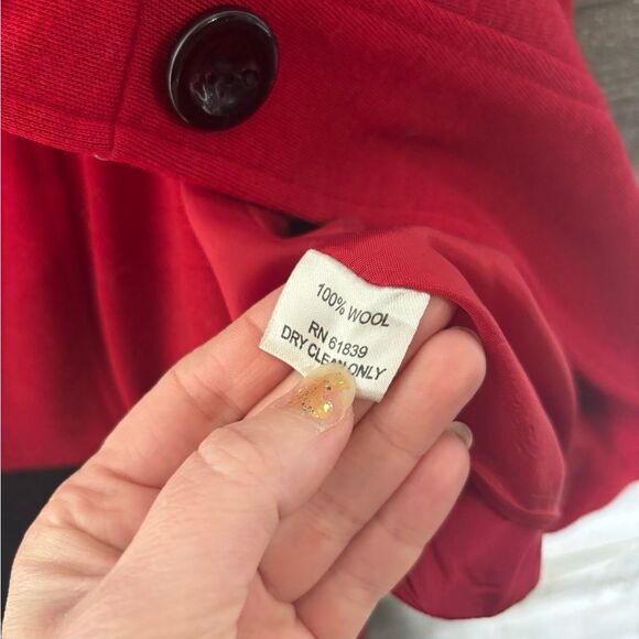 Rickie Freeman Teri Jon 6 100% wool red black skirt jacket 2 piece set career - Picture 6 of 7